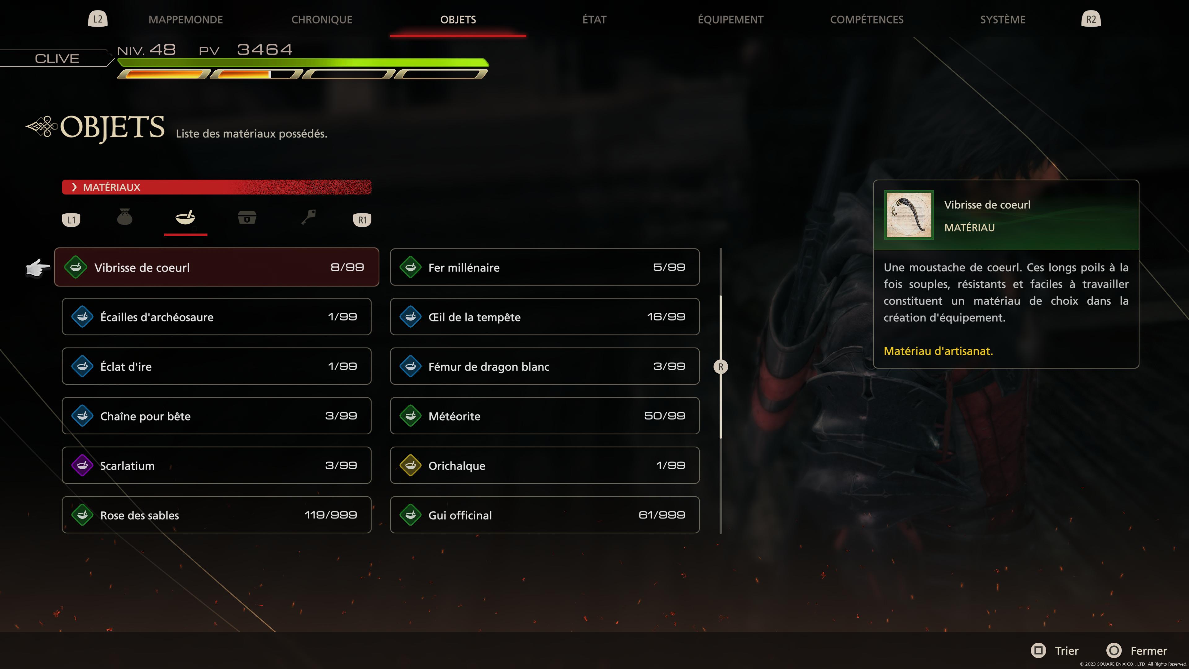 Vibrisse de coeurl FF16, où trouver ce matériau dans Final Fantasy XVI ?